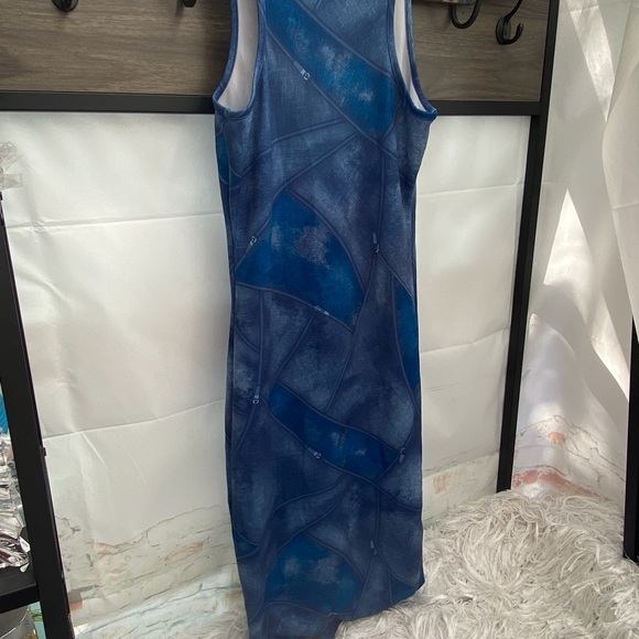 Women’s Tank Midi Dress with Patchwork Denim Print - Picture 6 of 9